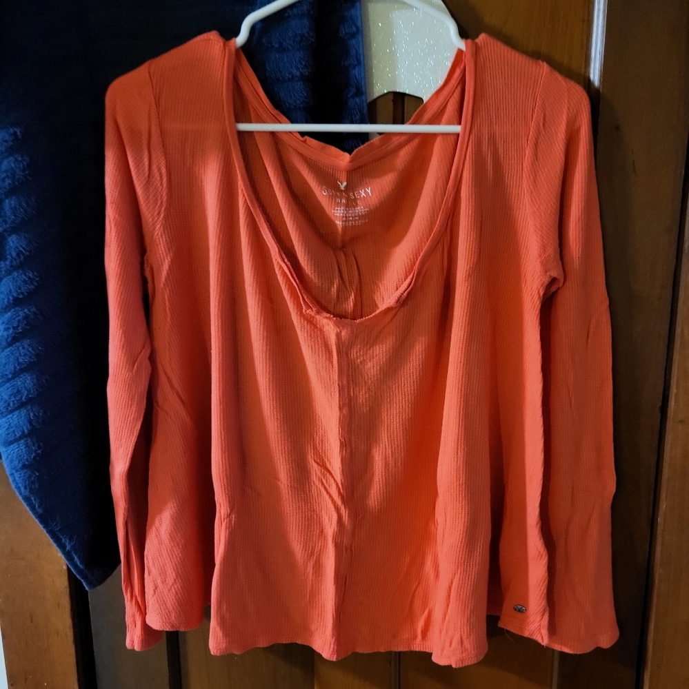 American eagle soft & sexy waffle knit shirt, women's medium.